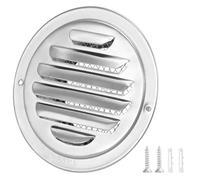 QWORK® Rejilla de ventilación redonda de acero inoxidable 304 para rejillas de ventilación de cocina y baño, 100 mm