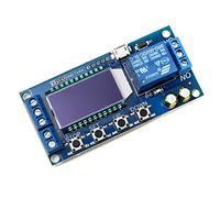 QWORK® Relé de retardo de tiempo, módulo de relé DC 6-30 V, control de interruptor de retardo 0.01s-9999min con pantalla LCD compatible con fuente de alimentación micro USB de 5 V