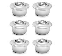QWORK® Rodamiento de transferencia, Ruedas con base universal de metal, unidades de transferencia de bolas de 16mm, 6 unids