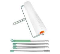 QWORK Rodillo compuesto de regla con pinchos, 20 x 1 pulgadas, rodillo de látex autonivelante para quitar burbujas, superficie lisa con clavos/dientes de 30 mm, con varilla telescópica de 5.2 pies
