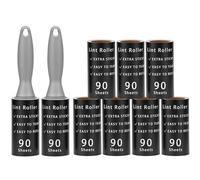 QWORK® Rodillo Quitapelusas Super Pegajoso 720 Hojas (8 Rodillos + 2 Mangos) - Multiusos para Ropa, Muebles y Mascotas