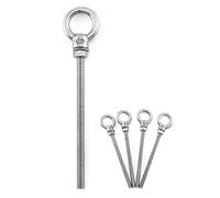 QWORK Roscado Eyebolts, 5 Pack 1/4" x 4" Largo Acero Inoxidable Marino Grado Ojo Perno