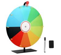 QWORK® Rueda de la Fortuna de Colores de 50 cm con Soporte de Metal, 10 Ranuras, Rueda de Ruleta de Mesa para Limpiar, para Juegos de lotería, Eventos de Fiesta, promoción de Ventas