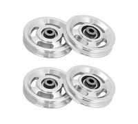 QWORK® Rueda de polea de gimnasio heary duty de 95 mm, rueda de polea de cojinete universal, aleación de aluminio, oso 300 kg, 4 piezas