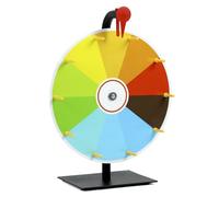 QWORK® Ruleta de la Suerte Multicolor de 30 cm con Soporte de Metal, 10 Secciones, fácil de Escribir y Limpiar