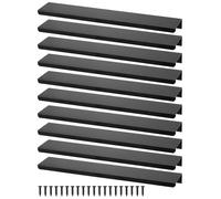 QWORK® Set de 10 Tiradores Armarios de 200 mm, Tiradores Cocina Negro con Tornillos para Armarios, Cajones, Puertas de Muebles