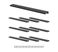 QWORK® Set de 10 Tiradores Armarios de 300 mm, Tiradores Cocina Negro con Tornillos para Armarios, Cajones, Puertas de Muebles