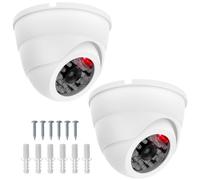 QWORK® Set de 2 Cámaras de Vigilancia Falsas con Luz LED Roja Parpadeante para Seguridad