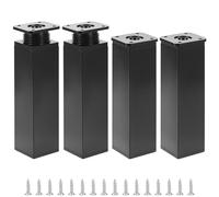 QWORK® Set de 4 Patas de Mesa Cuadradas Regulables 4X4X15CM, Ajuste de 10 mm, Aluminio