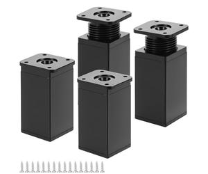 QWORK® Set de 4 Patas de Mesa Cuadradas Regulables 4X4X8CM, Ajuste de 10 mm, Aluminio
