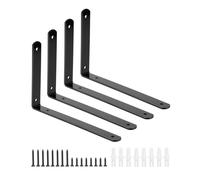 QWORK® Set de 4 Soporte Estanteria Pared, Escuadra Metalica de 90 Grados para Estanterias, 15x25 cm Negro