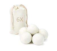 QWORK Set de 6 Bolas de Lana para Secadora - XL - 100% Lana de Oveja Hipoalergénica - Reducir el Tiempo de Secado