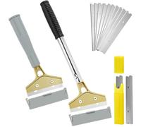 QWORK® Set de Rasquetas 30CM/22CM para Industria con Agarre Suave, Extensión y 20 Cuchillas Recambiables (10CM de Ancho y 0,6MM de Grosor)