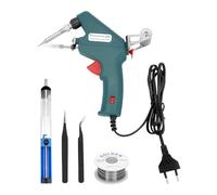 QWORK® Set de soldador estaño, Pistola soldadora automática 60W con alambre de soldar Ø1mm, bomba desoldadora y 2 pinzas, Calentamiento rápido, Alimentación automática de estaño