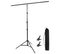 QWORK® Soporte de Fondo 1.5mx2.6m Soporte de Fondo de Foto de trípode Ajustable con Estuche de Transporte y 2 Clips de Resorte