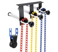 QWORK® Soporte para Colgar Fondos de fotografía para 3 Rollos - Montaje en Pared/Techo - Adecuado para Rollos con un diámetro Interior de 50/60 mm - Carga Segura de 10 kg por Rollo