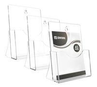 QWORK® Soporte para folletos A5, paquete de 3 soportes de acrílico transparente para folletos, soporte de pared de doble uso y exhibición de volante de encimera para restaurantes, oficinas y