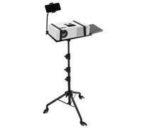 QWORK® Soporte para Proyector, Trípode Proyector Altura Ajustable 66-160 cm, Trípode para Montaje en Suelo con Soporte para Teléfono Móvil y Ruedas