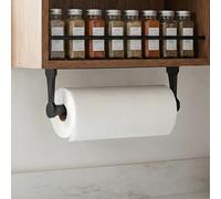 QWORK® Soporte para Rollos, portarollos Negro de aleación de Aluminio, Autoadhesivo o de Montaje a Tornillo, para Cocina, baño y más