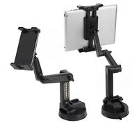 QWORK® Soporte para Tabletas y Celulares de 4.7 a 12.9" para Automóvil - Múltiples Brazos de Extensión, Ventosa Extra Estable, para Tablero y Parabrisas
