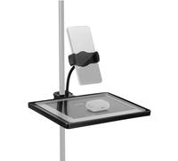 QWORK Soporte universal multiusos de 10.6 x 8.1 pulgadas con soporte ajustable para teléfono de cuello de cisne, compatible con varios soportes