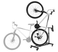 QWORK® Soporte vertical para bicicletas con ruedas bloqueables, portabicicletas vertical ajustable, sin necesidad de taladrar, ancho máximo de rueda: 10 cm