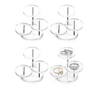 QWORK Soportes elevadores redondos de acrílico para exhibición, 3 niveles, soportes de exhibición de joyas para anillos, aretes, mini figuritas, transparente, paquete de 4