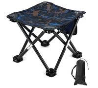 QWORK® Taburete de Camping, 28x28x24cm Taburete Plegable Portatil con Bolsa de Transporte, Silla Plegable Ligera, para Acampar al Aire Libre, Pescar, Picnics y Barbacoas