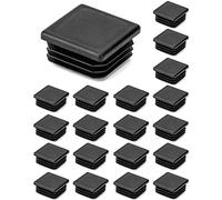 QWORK - Tapones rectangulares de plástico para tuberías, Patas de Silla, 20 Piezas, 35 x 35 mm, Color Negro
