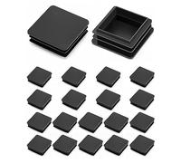 QWORK® - Tapones rectangulares de plástico para tuberías, Patas de Silla, 20 Piezas, 50 x 50 mm, Color Negro