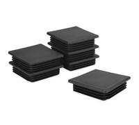 QWORK® - Tapones rectangulares de plástico para tuberías, Patas de Silla, 6 Piezas, 80 x 80 mm, Color Negro
