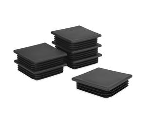 QWORK® - Tapones rectangulares de plástico para tuberías, Patas de Silla, 6 Piezas, 80 x 80 mm, Color Negro