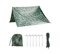 QWORK® Toldo Camuflaje Impermeable, Toldo Camper Refugio de Camping Ligera y Anti-Viento para Camping/Senderismo/Picnic/Actividades al Aire Libre (3m x 3m)