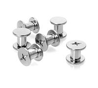 QWORK® Tornillo de Cuero de Encuadernación, Tornillo Clavos Remaches, Botones Remache Clavo para DIY álbumes libros, Acero Carbono Niquelado, Cabeza de Cruz, M5 x 6mm, 100 Juegos
