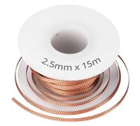 QWORK® Trenza desoldadora, para una eliminación eficiente de la soldadura, 2.5 mm x 15 m