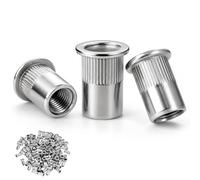 QWORK® Tuercas Remachables M5 de Acero Inoxidable 304 - Cabeza Plana con Cuerpo Estriado para Muebles, Automoción y Bricolaje - Remaches Roscados de Rosca Métrica, 100 Piezas