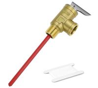 QWORK Válvula de alivio de temperatura y presión NPT de 1/2 pulgada con sonda recubierta de epoxi de 4.85 pulgadas, 150 PSI 98.9 °C para autocaravana, caravana y remolque de viaje, reemplazo de tanque