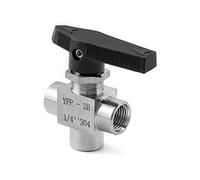 QWORK Válvula de bola de 3 vías, válvula de bola de rosca hembra BSPP de 1/4 pulgadas, acero inoxidable, para control de flujo de tubería de combustible de agua, 1 paquete