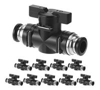 QWORK Válvula de bola de ajuste de empuje para conectar, 10 adaptadores de conexión de unión recta de plástico de 8 mm, diámetro exterior de tubo de 8 mm x 8 mm, válvulas neumáticas de instalación