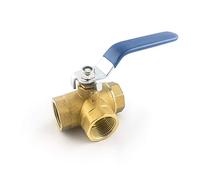 QWORK® Válvula de Bola de Tres Vías, Tipo de Tubería de Rosca Hembra L Tipo 1/2" DN15, Latón