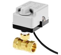 QWORK® Válvula de bola motorizada eléctrica AC220V 3/4" DN20 con accionamiento manual, fabricada en latón