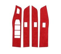 QWPDFHE Embellecedor de panel de elevalunas for interruptor de ventanilla de coche, adhesivo compatible con BMW X3 G48 G45 (2025-), fabricado en Alcantara, accesorios interiores.(4996 Red (LHD))
