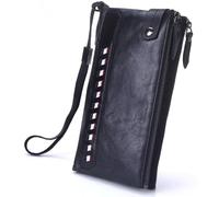 QWPYDXN Nuevo Cartera para Hombre Cartera Larga Monedero Tarjeta de crédito Cremallera Bolsillo de Cuero Portatarjetas múltiple Monedero Monederos Negros clásicos Cartera
