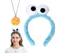 Qwrqwr Disfraz de monstruo de las galletas para mujer, incluye diadema de monstruo, collar oficial de Barrio Sésamo, disfraz para carnaval, Pascua y fiestas temáticas, amantes de las galletas (B)