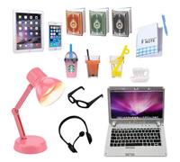 Qwrqwr Muñeca miniatura portátil y smartphone como accesorio para muebles Barbie 1:12, simulación de metal para casa de muñecas, accesorios Barbie y Elf on The Shelf Decoración navideña (B)