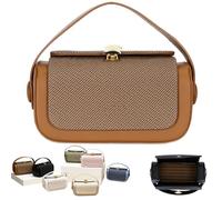 QWSYGH Colorful Fabric Flap Crossbody Bag for Women, PU Mini Leather Textured Shoulder Crossbodys Bag, Women Chic Small Purse (Brown)