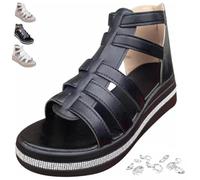 QWSYGH Rhinestone Decor Wedge Sandals, Orthopedic Platform Sandals for Women with Arch Support Open Toe Casual Wedge Sandal (Black,36)