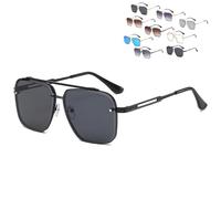 QWSYGH Upliftjoys Retro Gradient Sunglasses UV400 Protection, Unisex Metal Oversized Square Frame Sunglassess (I)