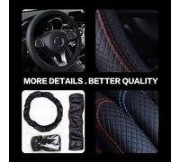 QWTYAFDD Cubierta Volante Coche,para Ford Mustang 2015-2023 37-39 cm Universal Funda Volante de Cuero de Microfibra Antideslizante Suave Adecuado