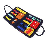 QWUUYEC Busy Board Azul Oscuro, Tablero Sensorial Montessori de Fieltro, 28.3x44.3 cm - Juguete Educativo, Ayuda Didáctica para Niños con Autismo y Desarrollo Cognitivo